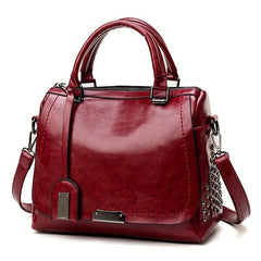 Glossy Top Handle Tote Bag PU Leather Large Capacity Satchel