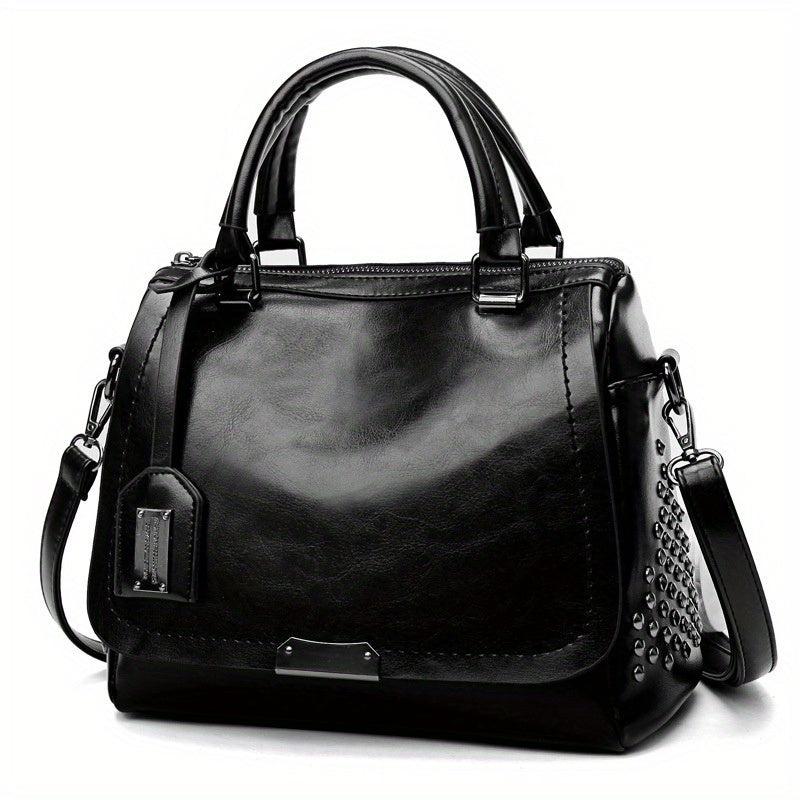 Glossy Top Handle Tote Bag PU Leather Large Capacity Satchel