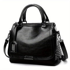 Glossy Top Handle Tote Bag PU Leather Large Capacity Satchel