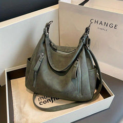 Retro Style Large Capacity Hobo Bag Classic PU Leather Shoulder Bag Purses