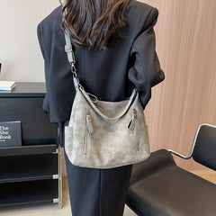 Retro Style Large Capacity Hobo Bag Classic PU Leather Shoulder Bag Purses