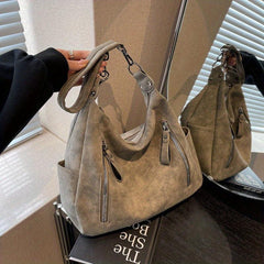 Retro Style Large Capacity Hobo Bag Classic PU Leather Shoulder Bag Purses
