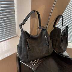 Retro Style Large Capacity Hobo Bag Classic PU Leather Shoulder Bag Purses