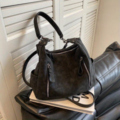 Retro Style Large Capacity Hobo Bag Classic PU Leather Shoulder Bag Purses