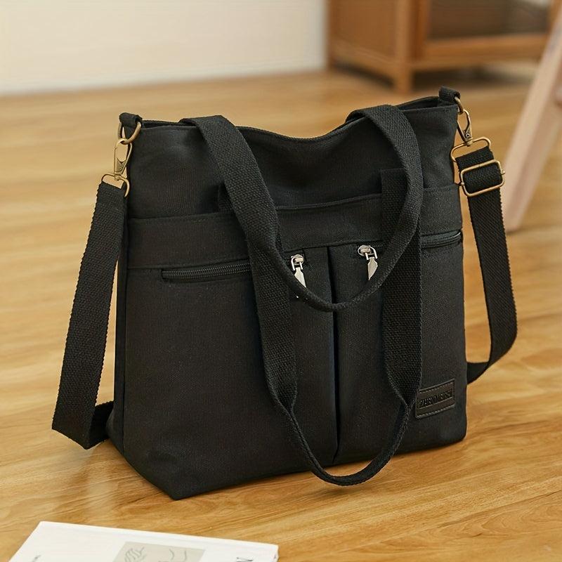 Canvas Shoulder Bag For Women Large Capacity Crossbody Bag Pocket Handbags