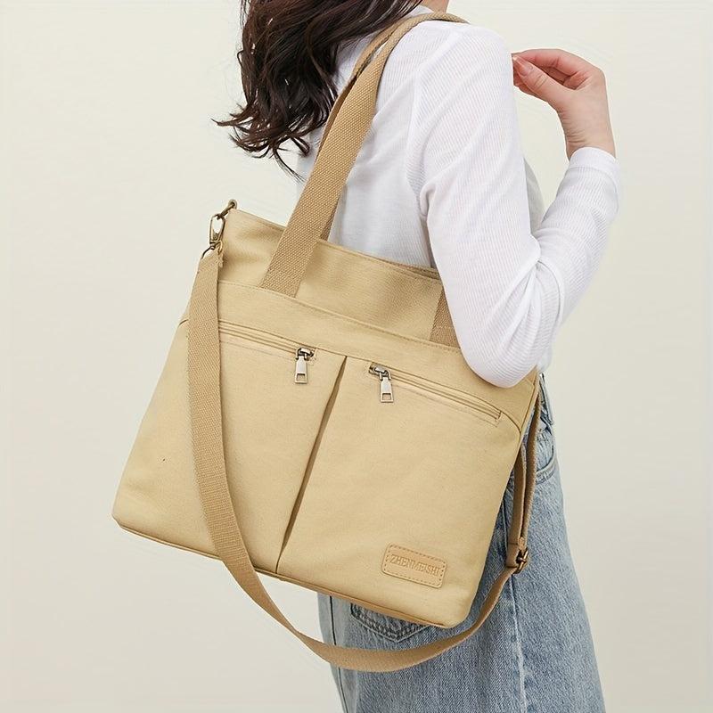 Canvas Shoulder Bag For Women Large Capacity Crossbody Bag Pocket Handbags