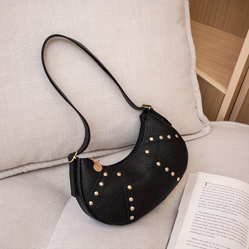 Solid Underarm Bag Casual PU Innovative Moon Bag Women's Shoulder & Handbag