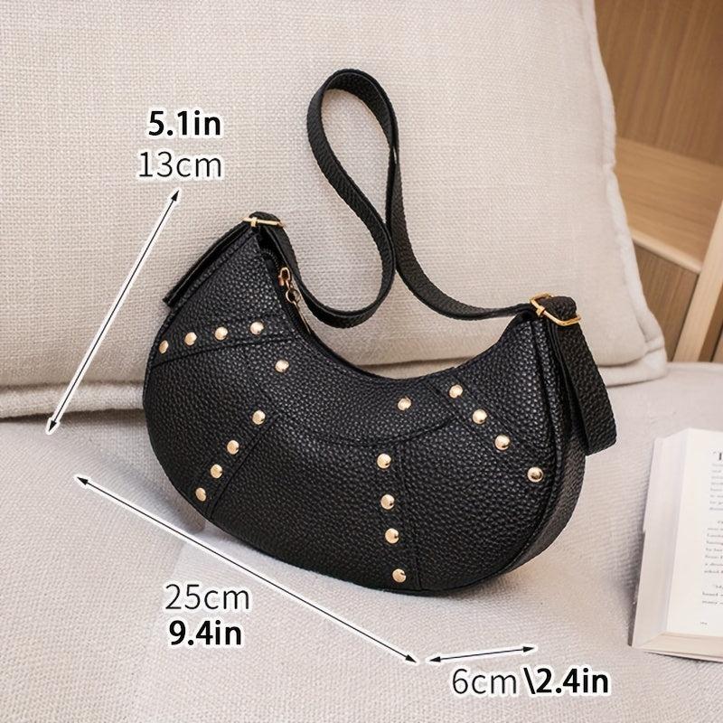 Solid Underarm Bag Casual PU Innovative Moon Bag Women's Shoulder & Handbag