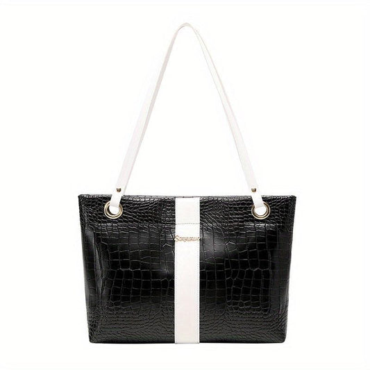 Crocodile Embossed Tote Bag Large Capacity Shoulder Bag