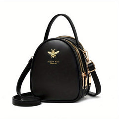 Mini Crossbody Bag Metal Bee Decor Handbag Layer Shoulder Purse