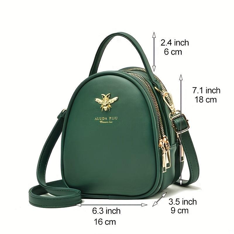Mini Crossbody Bag Metal Bee Decor Handbag Layer Shoulder Purse