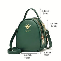 Mini Crossbody Bag Metal Bee Decor Handbag Layer Shoulder Purse