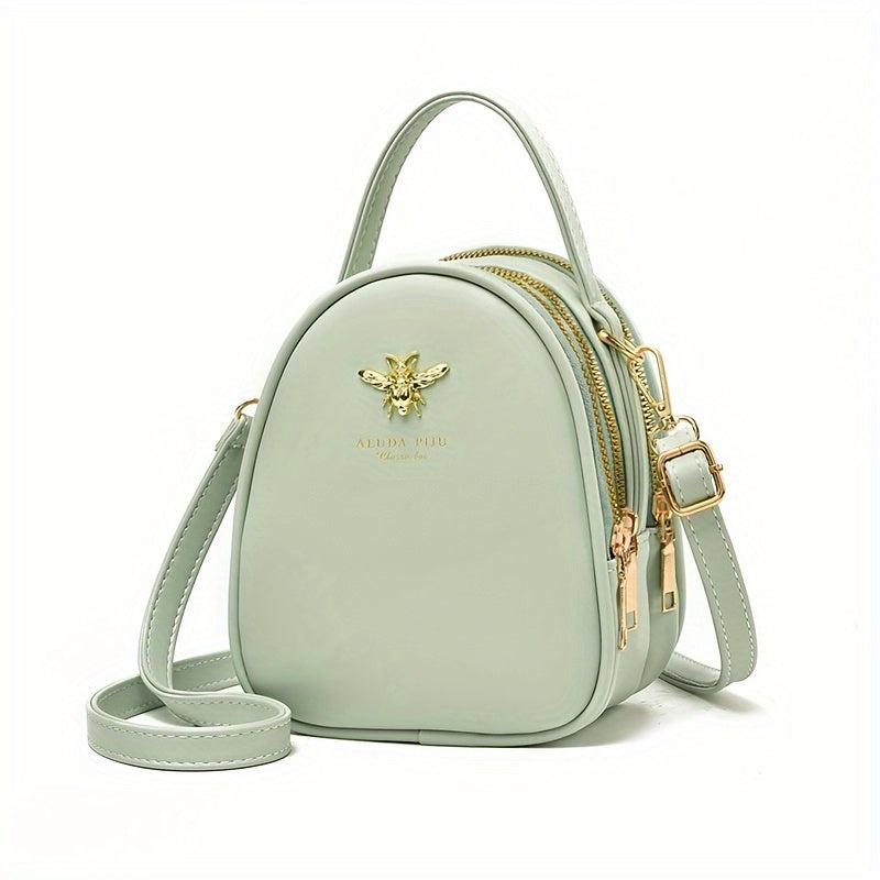 Mini Crossbody Bag Metal Bee Decor Handbag Layer Shoulder Purse
