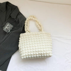 Cloud Ruched Tote Bag For Women Bubble Ruched Handbag