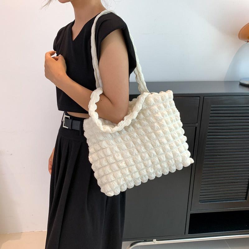 Cloud Ruched Tote Bag For Women Bubble Ruched Handbag