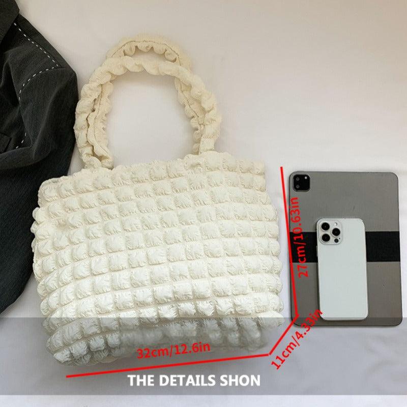 Cloud Ruched Tote Bag For Women Bubble Ruched Handbag