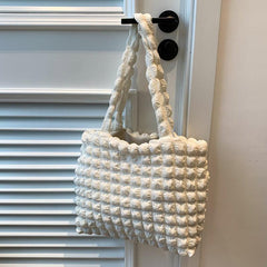 Cloud Ruched Tote Bag For Women Bubble Ruched Handbag
