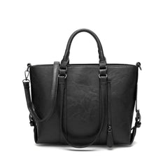 Retro Style Tote Bag Faux Leather Handbag Large Zipper Shoulder Bag