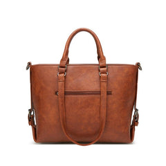 Retro Style Tote Bag Faux Leather Handbag Large Zipper Shoulder Bag
