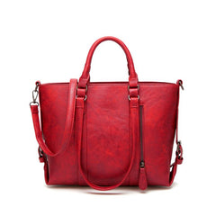 Retro Style Tote Bag Faux Leather Handbag Large Zipper Shoulder Bag