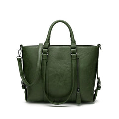 Retro Style Tote Bag Faux Leather Handbag Large Zipper Shoulder Bag