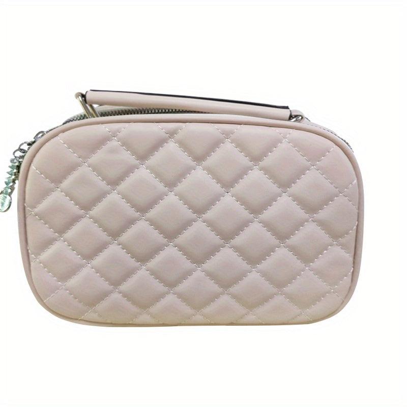 Quilted Square Crossbody Bag Classic PU Leather Shoulder Bag Women's Purse