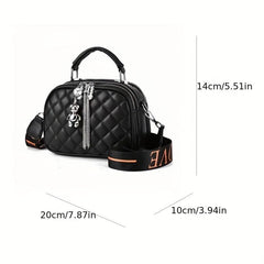 Quilted Square Crossbody Bag Classic PU Leather Shoulder Bag Women's Purse