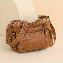 Vintage Multi Pocket Hobo Bag Retro PU Leather Shoulder Bag