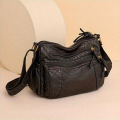 Vintage Multi Pocket Hobo Bag Retro PU Leather Shoulder Bag