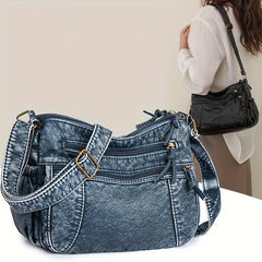 Vintage Multi Pocket Hobo Bag Retro PU Leather Shoulder Bag