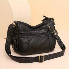 Vintage Multi Pocket Hobo Bag Retro PU Leather Shoulder Bag