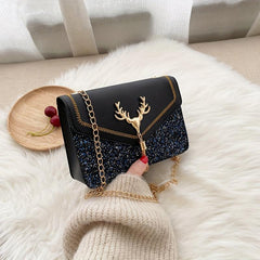 Square Crossbody Bag with Chain Strap and Tassel Decor