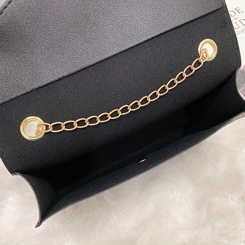 Square Crossbody Bag with Chain Strap and Tassel Decor