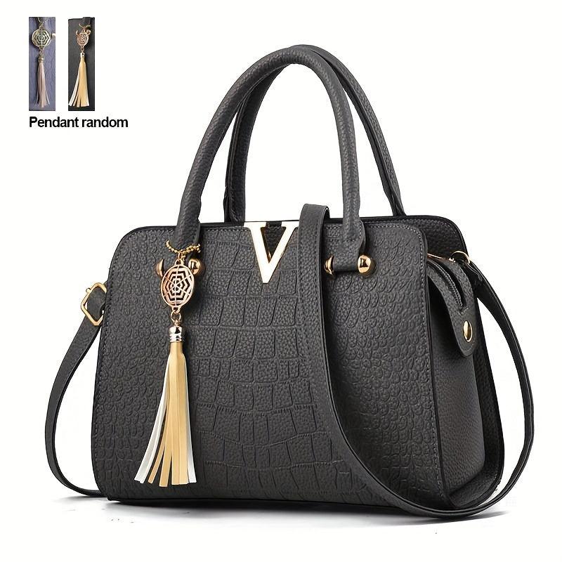 Minimalist Crocodile Embossed Shoulder Bag for Women