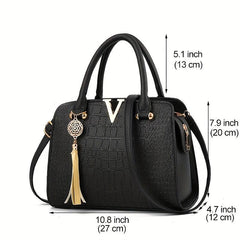 Minimalist Crocodile Embossed Shoulder Bag for Women