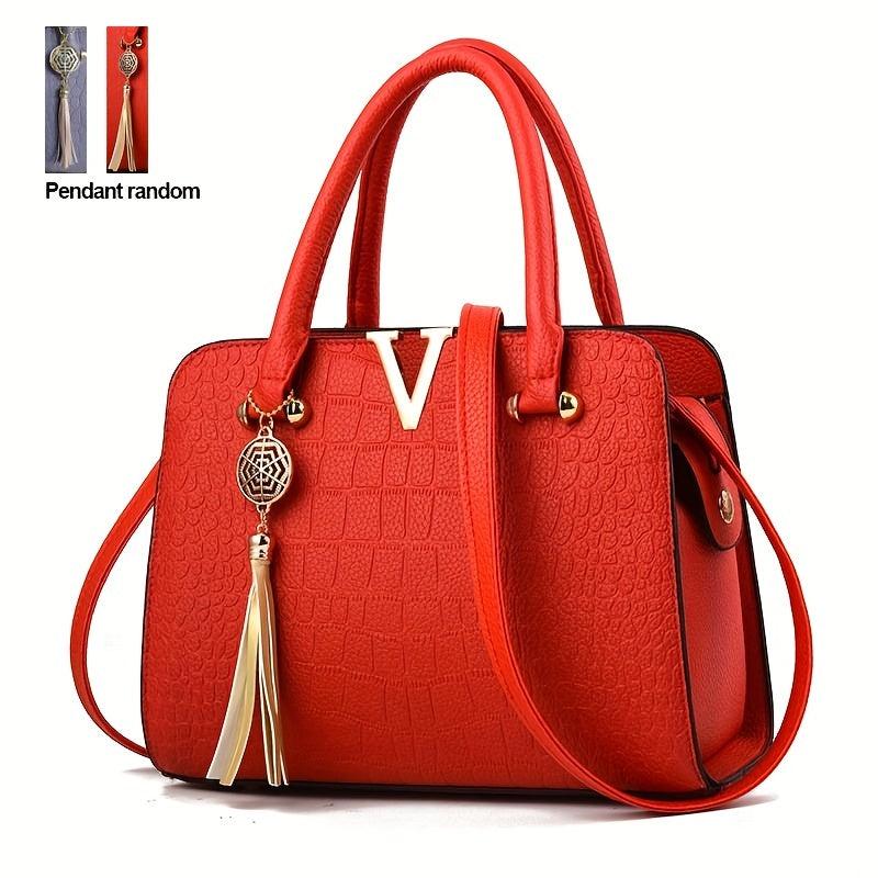 Minimalist Crocodile Embossed Shoulder Bag for Women