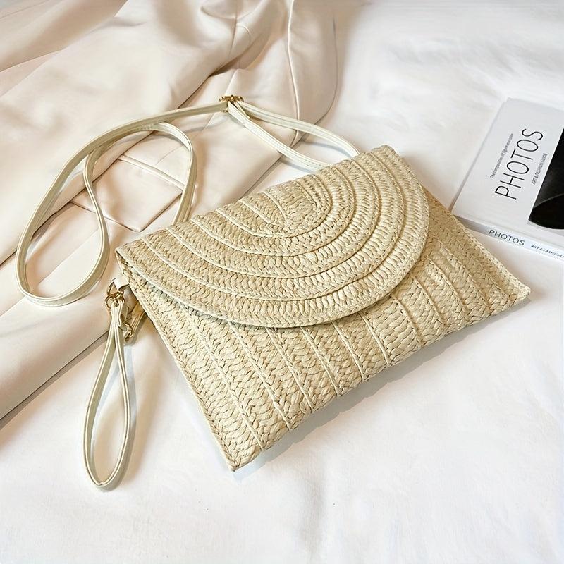 Straw Woven Envelope Clutch Crossbody Bag for Women