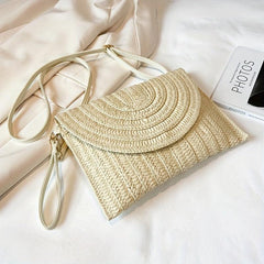 Straw Woven Envelope Clutch Crossbody Bag for Women