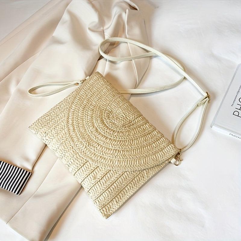 Straw Woven Envelope Clutch Crossbody Bag for Women