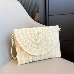 Straw Woven Envelope Clutch Crossbody Bag for Women