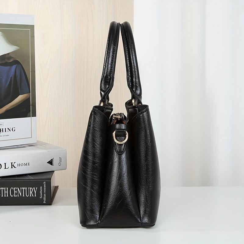 PU Leather Shoulder Bag with Fur Ball Decor