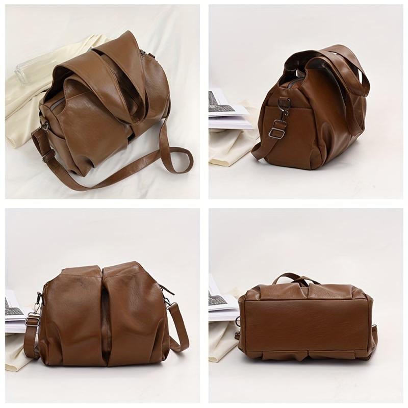 Large Capacity Soft Hobo Bag PU Leather Tote Bag Women's Shoulder Handbag
