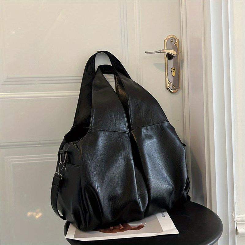Large Capacity Soft Hobo Bag PU Leather Tote Bag Women's Shoulder Handbag