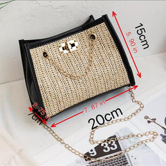 Straw Woven Beach Bag Boho Style Chain Crossbody Bag