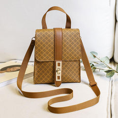 Retro Faux Leather Backpack Large Capacity Bag With Buckle Decor