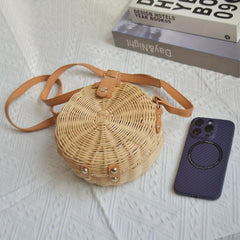Minimalist Round Shoulder Bag All Match Crossbody Woven Bag