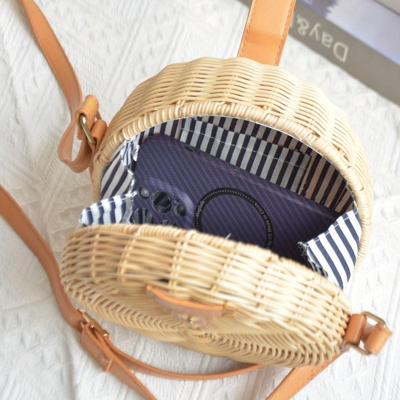 Minimalist Round Shoulder Bag All Match Crossbody Woven Bag