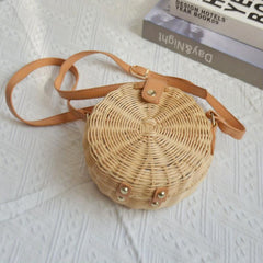 Minimalist Round Shoulder Bag All Match Crossbody Woven Bag