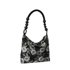 Floral Embroidered Hobo Bag Vintage Canvas Shoulder Bag Women's Casual Handbag