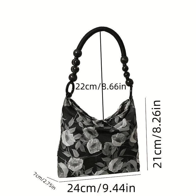 Floral Embroidered Hobo Bag Vintage Canvas Shoulder Bag Women's Casual Handbag